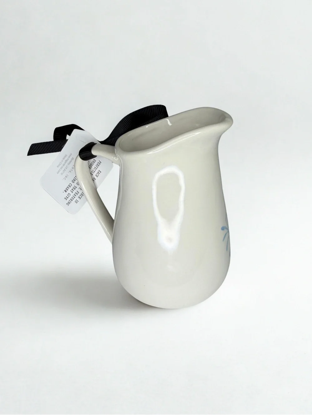 Rae Dunn Creamer Pitcher with Blue Floral Accents